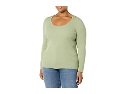 Amazon Essentials Women's Long-Sleeve Sweater Fine Gauge Stretch Scoop Neck, Available in Plus Sizes, Light Sage Green, XX-Large