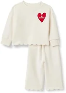 Amazon Essentials Baby Girls' French Terry Sweatshirt Pant and Top Set, Ivory Red Valentine, 0-3 Months