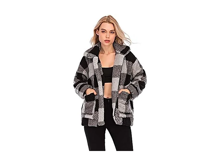 Comeon Women (XL) Coat Casual Lapel Fleece Coats