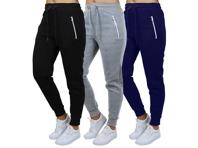 3Pk Asst Womens Loose Fit Fleece Joggers