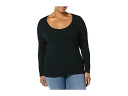 Amazon Essentials Women's Long-Sleeve Sweater Fine Gauge Stretch Scoop Neck, Available in Plus Sizes, Black, 4X