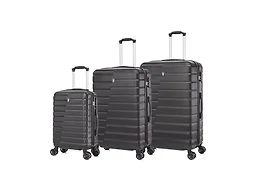 Tucci Italy Marvello Hardside Luggage Set of 3 (20", 24", 28"), Scratch Resistant, Black