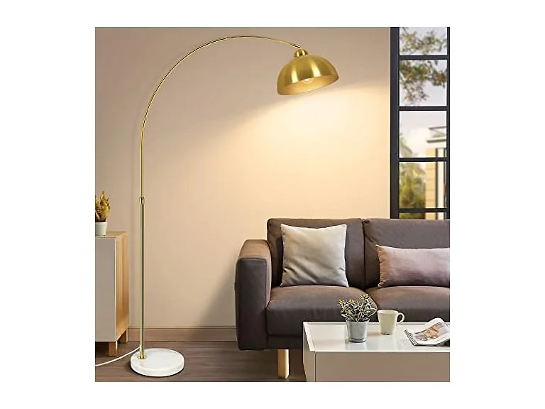 GoBright Contemporary Gold 73" Arc Floor Lamp with Dome Shade