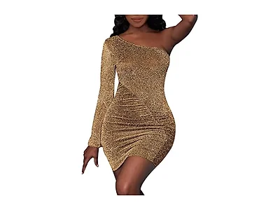 Elainone Women (XL) Sexy One Shoulder Long Dress