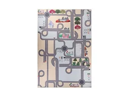 Superior Country Road Non-Slip Indoor Rug for Kids, Toddlers & Babies, Washable, Perfect for Playroom, Kids Room, Nursery, or Bedroom, Interactive Road, Streets, Buildings and Trees, 4' x 6', Cream