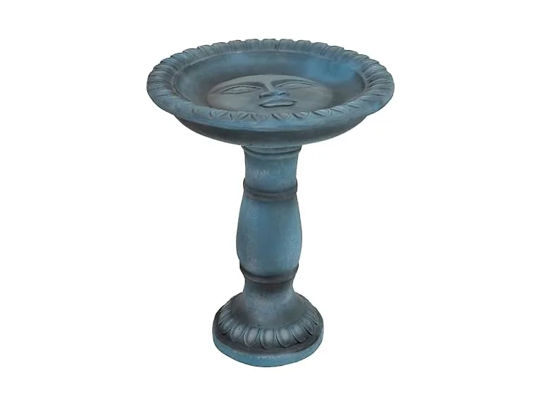 Sunnydaze 26” H Concrete Bird Bath Patina Green
