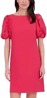 Vince Camuto Women's Puff Sleeve Boat Neck Pink Mini Dress, Pink, 4