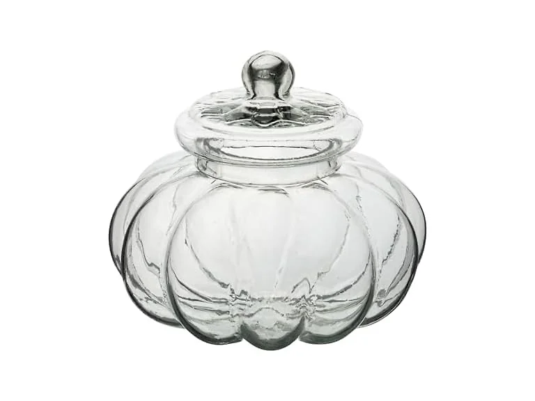 Creative Co-Op Ribbed Glass Jar Clear