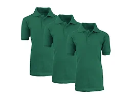 GBH WC-----(3-Pack Boy's Polos) ZBE / HT-HT-HT / 4 4 3PK Boys Short Sleeve School Polo Hunter Green x3