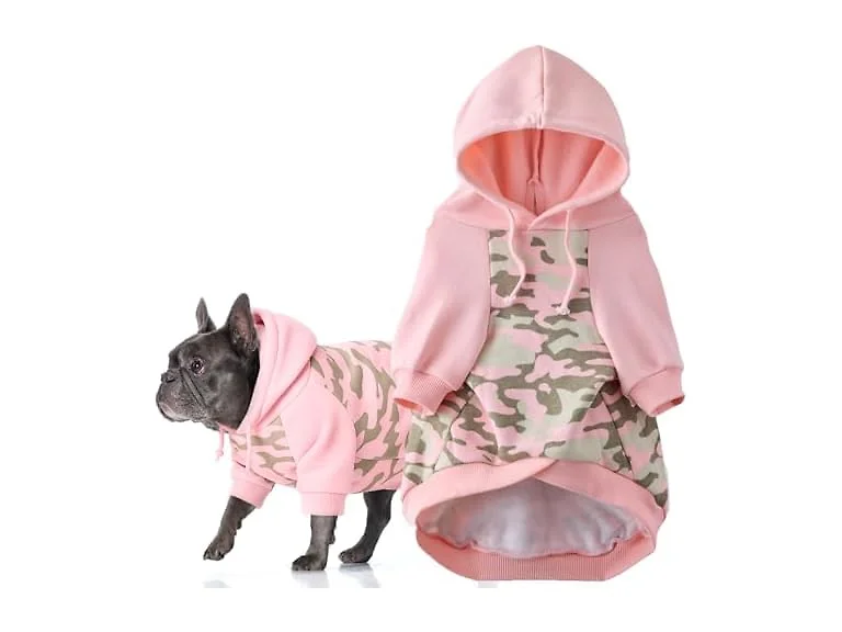 Pet Passion Rocky II Dog Hoodie, Pink Half Camo, XXXS