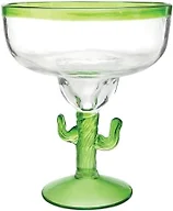Slant Party Supplies - Acrylic Cocktail Glass with 3D Figurine Stem, 17.5-Ounce, Green Cactus Margarita