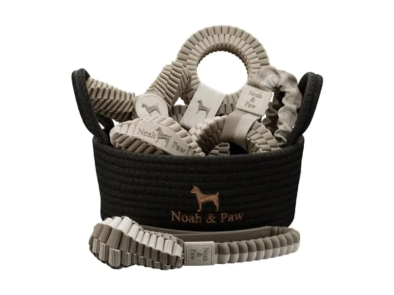 NOAH & PAW Luxury Dog Toy Gift Basket- Beige