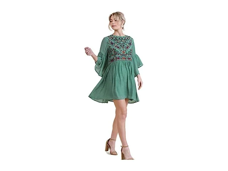 Umgee Women (M) Embroidered Keyhole Bell Dress