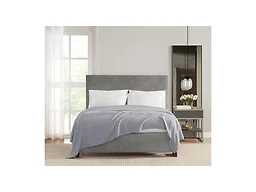 Vince Camuto Classic 100% Basket Woven Cotton Twin Blanket in Grey, Solid Color, Oeko-TEX Certified