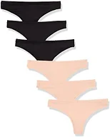 Amazon Essentials Women's Breathable Microfibre Seamless Panties, Pack of 6, Pack of 6, Black/Soft Petal, XX-Small