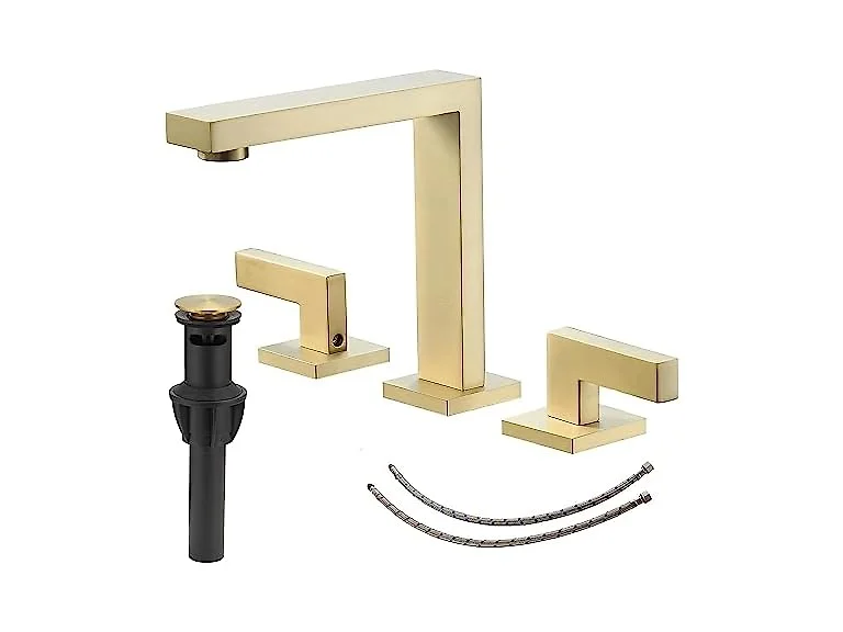 BWE Brushed Gold 8 Inch Widespread Bathroom Sink Faucet