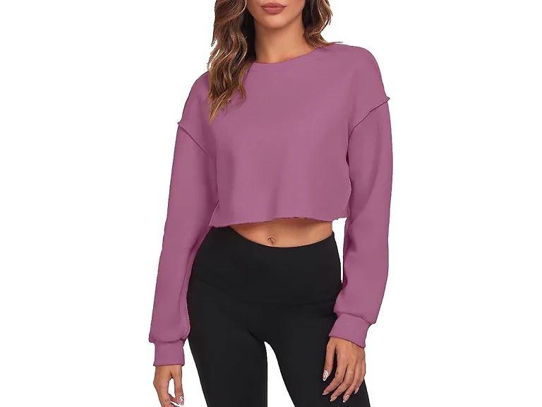 FKEEP Women (S) Cropped Sweatshirts Tops Zpink A