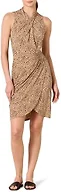 Amazon Essentials Women's Sleeveless Faux Wrap Dress with Crossover Twist Neck, Light Camel, Animal, Large