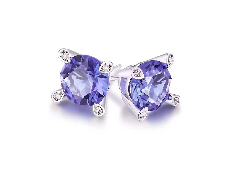 Purple Tanzanite Stud Earrings