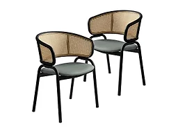 Ervilla - Dining Chair - Grey Leather - Set of 2