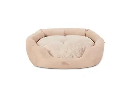 TOWN & COUNTRY EVERYDAY CuddleTown Faux Linen Comfy Cozy Cuddler Pet Bed, Supportive & Calming, Non-Slip Bottom, Machine Washable Cover, Warm Taupe, XS 20"x14"x6"