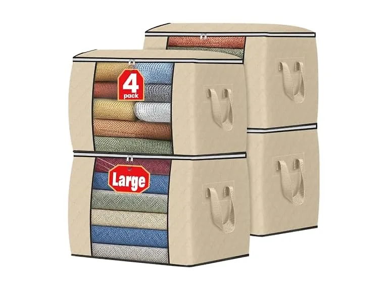 Fab totes 90L Beige 4 Pack Storage Bags