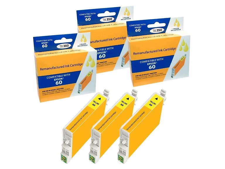 Compatible Epson 60 Yellow ink Cartridge (3 Pack)
