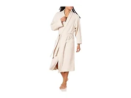 Amazon Essentials Men's Lightweight Cotton Waffle Bath Robe, Mid-Length Loungewear (Available in Big & Tall), Beige, Medium-Large