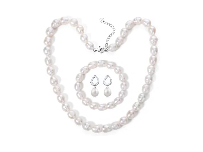 BAMIKI 8-9MM Cultured Pearl Necklace Set