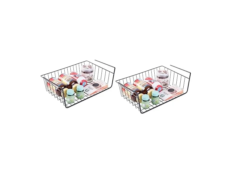 Hanging Under Shelf Metal Storage Basket, Set of 2