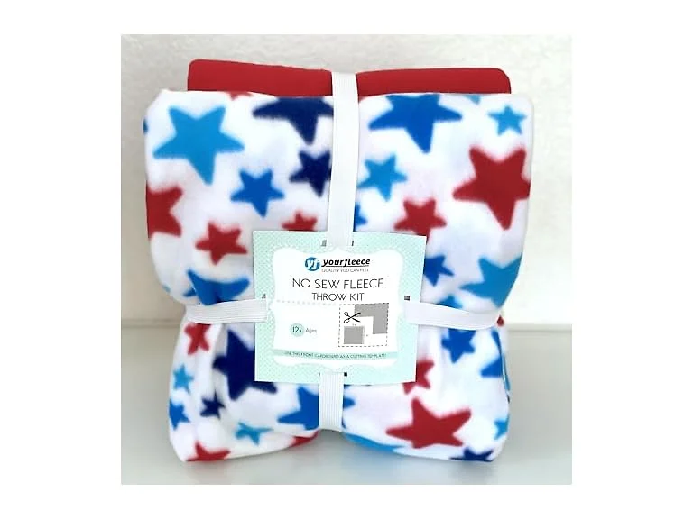 YourFleece Stars Red White and Blue No-Sew