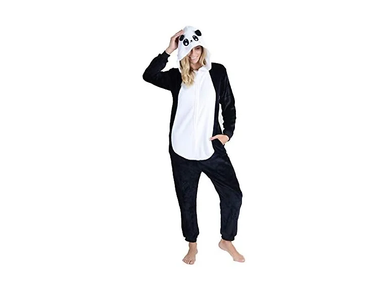 YELETE Women's (S-M) Plush Panda Animal Jumpsuit