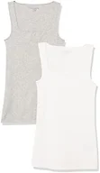 Amazon Essentials Women's Slim Fit Square Neck Ribbed Tank Tops with Stretch, Pack of 2, White / Light Heather Grey, X-Large