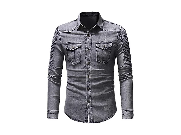 Chouyatou Men (XS) Casual Ruffle Performance Shirt