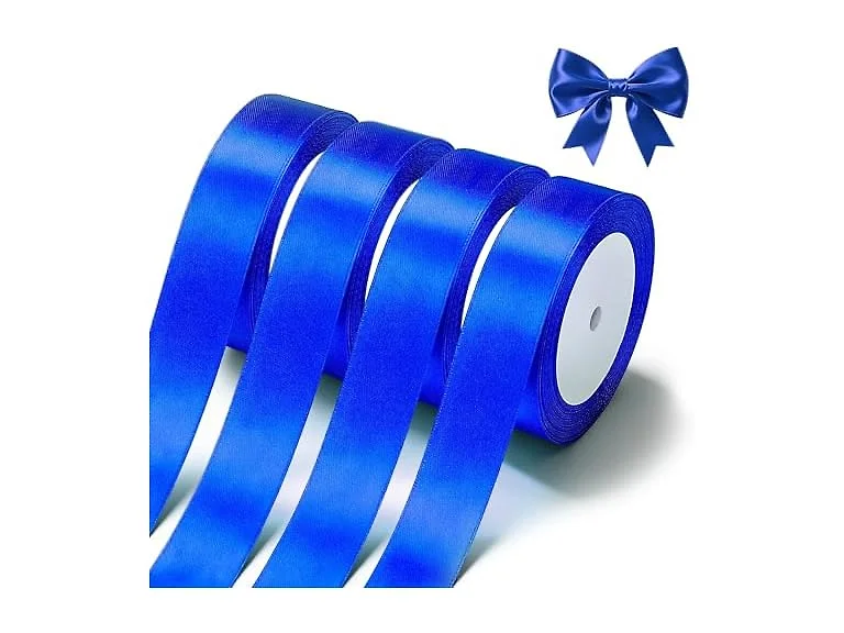 Tiergrade Blue Satin Ribbon 1 Inch x 4 Rolls Blue
