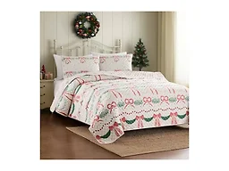 Avanti Linens - King Quilt Set, Reversible Bedding with Matching Shams, Medium Weight Bed Set, Holiday Room Decor (Bows & Branches)