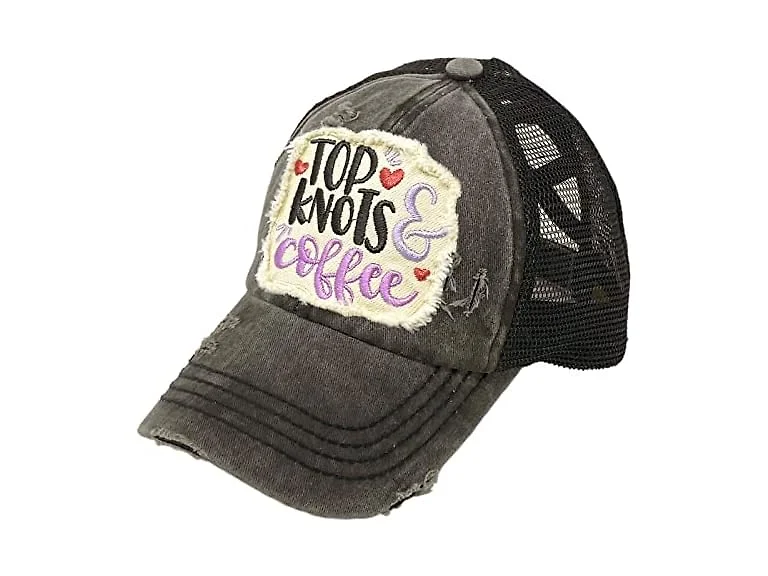 C.C (OS) Ponytail Criss Cross Messy Buns Cap Top