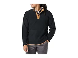 Amazon Essentials Men's Snap-Front Pullover Polar Fleece Jacket, Midweight Outerwear, Black Camel Color Block, X-Small