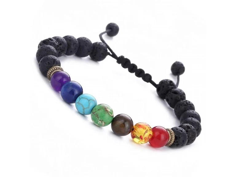 Chakra Healing Lava Stone Bead Bracelet