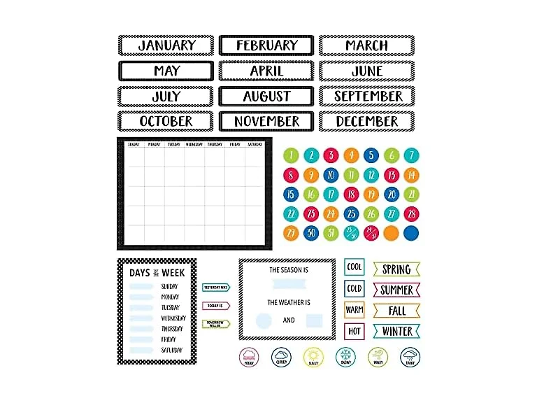 CTP Core Décor Calendar Set Bulletin Board, 67-Pc