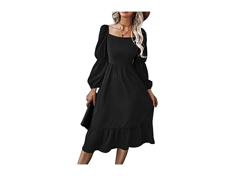 Ekaliy Women (XL) Aline Flowy Midi Square Dress