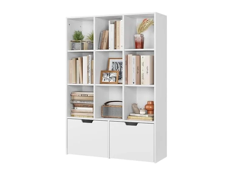 Senfot Bookshelf 9 Cubes 2 Drawers White