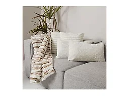 5-Pc Faux Fur Throw Blanket & Pillow Set