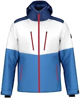 HEAD Men’s Neo Insulated Ski Jacket – Waterproof, Stretch Fabric, Detachable Hood & Snow Gaiter - White/French Blue, Large (52)