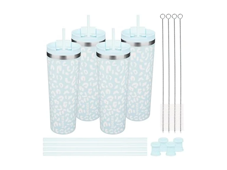 BJPKPK 4 Pack 30oz Insulated Tumbler with Lid & Straw