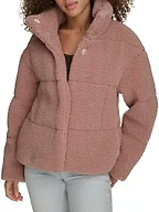 Levi's Women's Long Length Patchwork Quilted Teddy Coat, Mauve Shortie, X-Large
