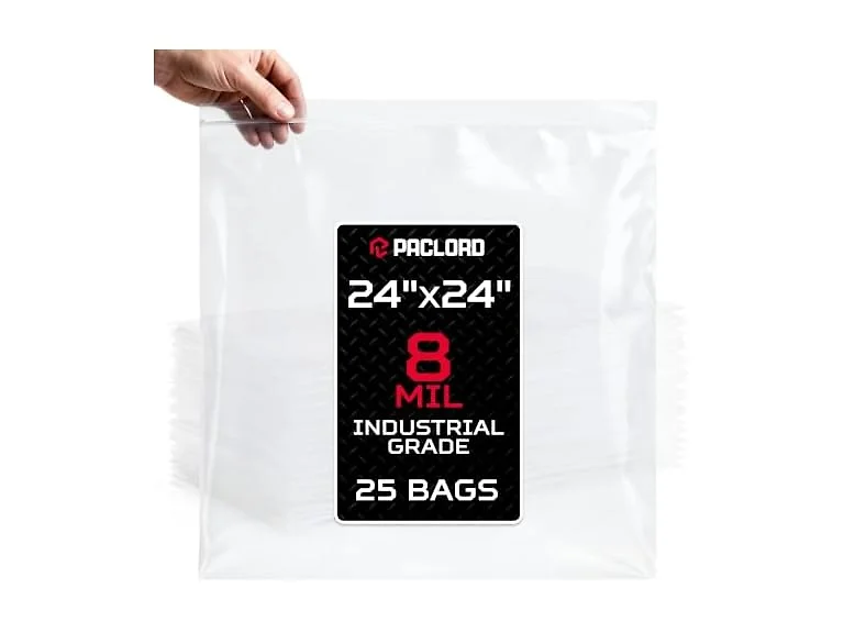24" x 24" Heavy-Duty Extra Large Zip Plastic Bags, 25 Count