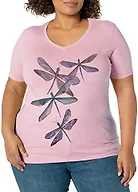 JUST MY SIZE womens Just My Size Women's Plus-size Graphic Short Sleeve V-neck T-shirt Shirt, Dragonfly Ascending, 1X US
