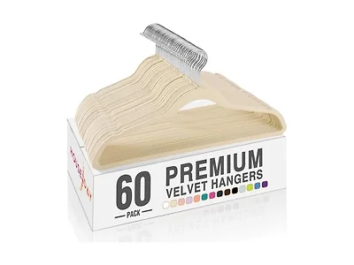 HOUSE DAY Beige Velvet Hangers 60 Pack