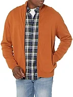 Amazon Essentials Men's Full-Zip Cotton Sweater, Ribbed Funnel Neck, Rust, XX-Large